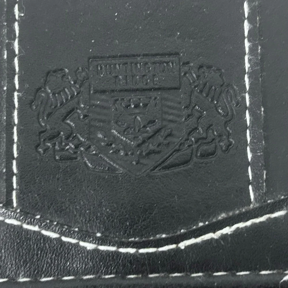 Huntington Ridge Black Faux Leather 4 Piece Wallet Clutch Checkbook Set Crest